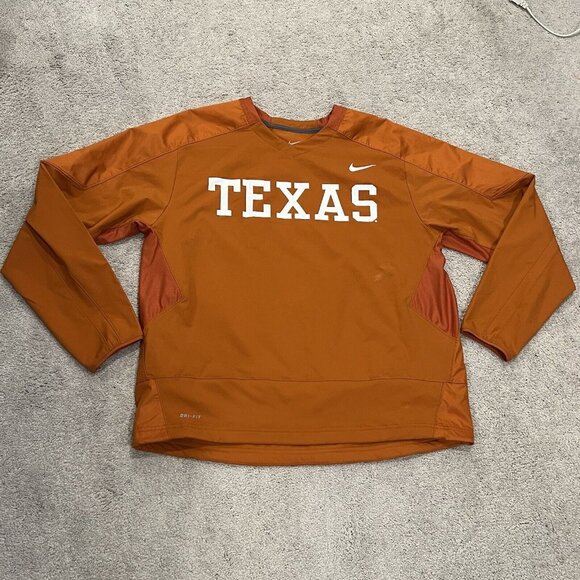 Nike Dri Fit XL Mens TEXAS Jacket Windbreaker Polyester V-Neck Longhorn READ - Picture 1 of 10